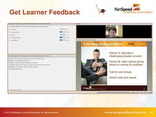 Get Learner Feedback




© 2012 NetSpeed Learning Solutions. All rights reserved.   45
 