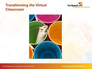 Transforming the Virtual
     Classroom




© 2012 NetSpeed Learning Solutions. All rights reserved.   11
 