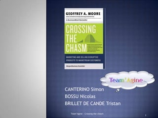 CANTERINO Simon
BOSSU Nicolas
BRILLET DE CANDE Tristan
  Team’Agine – Crossing the chasm
                                    1
 