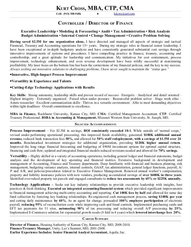 director of finance resumes