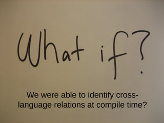 We were able to identify cross-
language relations at compile time?
 