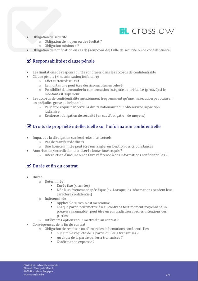 Crosslaw Checklist Accord De Confidentialite Nda Fr