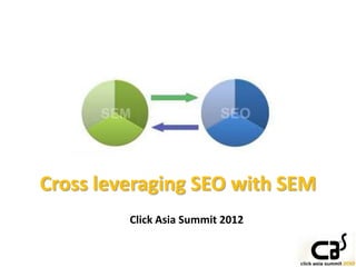 Cross leveraging SEO with SEM
         Click Asia Summit 2012
 