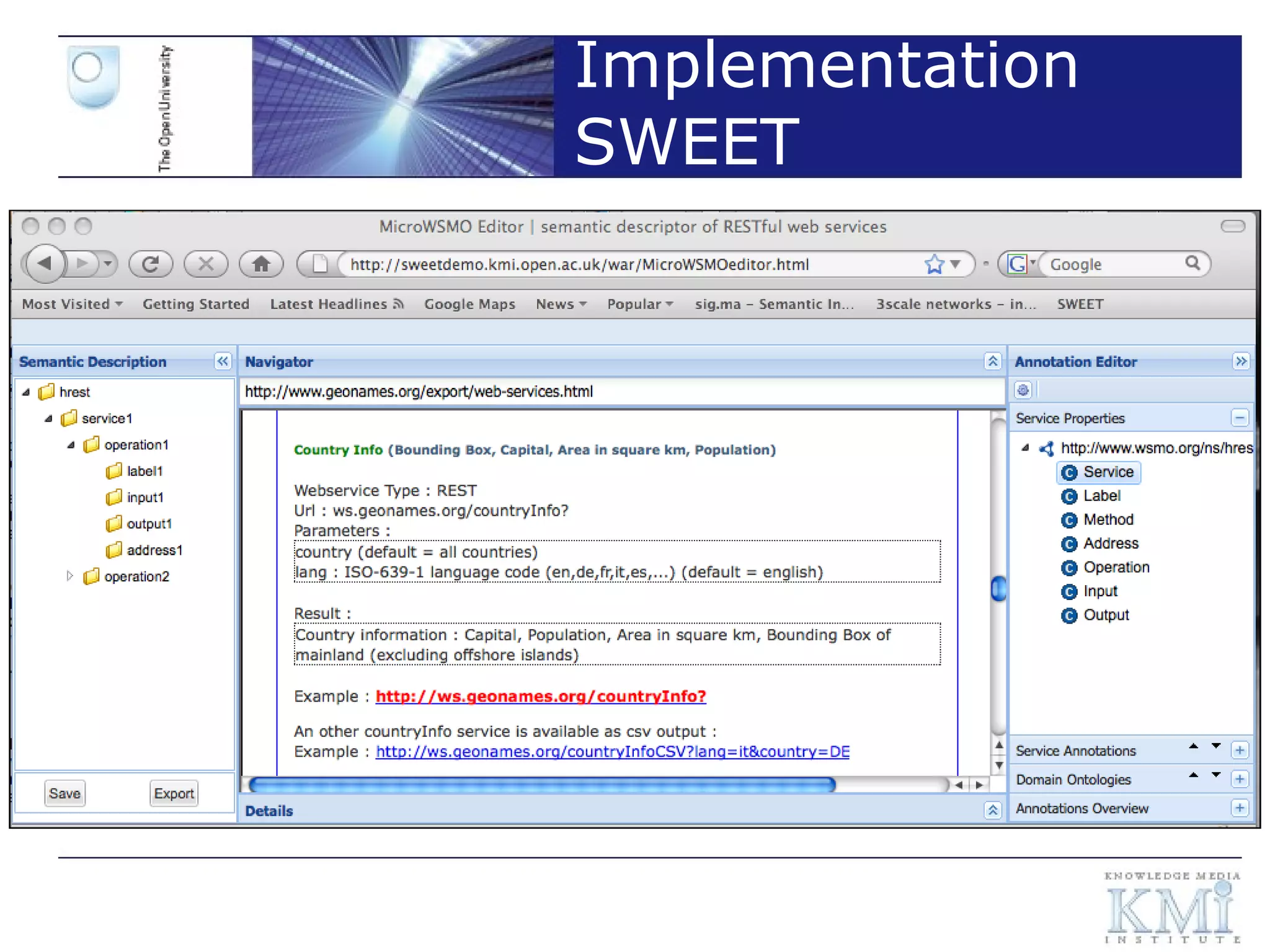 Implementation SWEET 