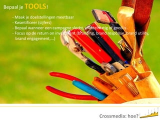 Definieer je BOODSCHAP! Wat wil je communiceren?- Wat wil je dat mensen onthouden? 