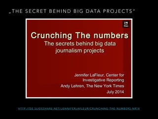 „THE SECRET BEHIND BIG DATA PROJECTS“ 
HTTP://DE.SLIDESHARE.NET/JENNIFERLAFLEUR/CRUNCHING-THE-NUMBERS-NR14 
 