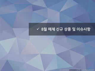  8월 매체 신규 상품 및 이슈사항
 