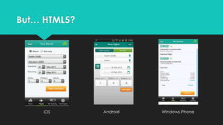 But… HTML5?




     iOS      Android   Windows Phone
 