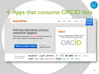 4. Apps that consume ORCID data




                                  27
 