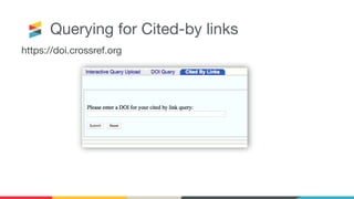 Querying for Cited-by links
https://doi.crossref.org
 