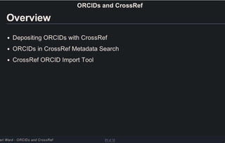 ORCID iDs in the Academic Publishing Workflow: ORCID iDs and CrossRef