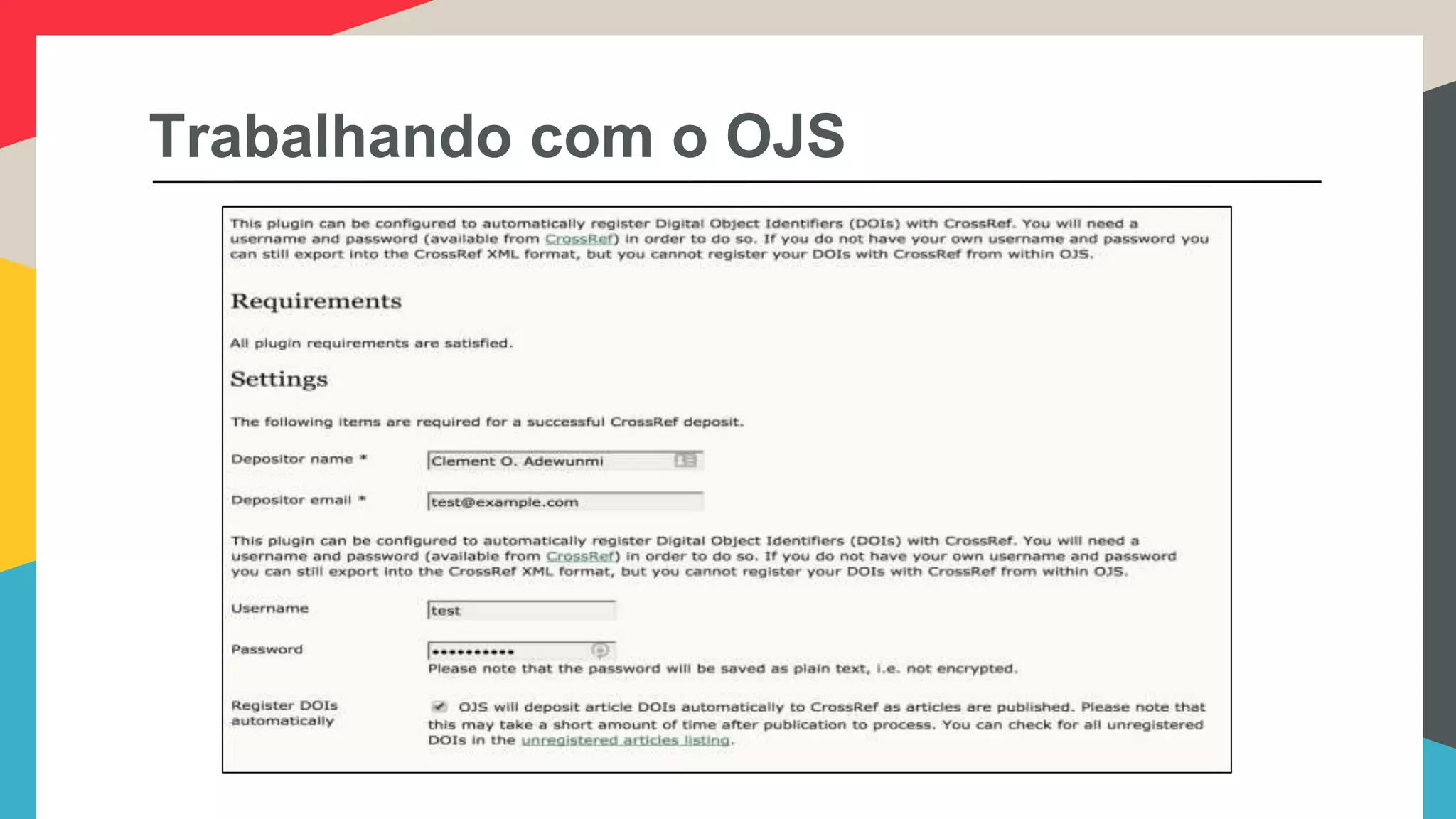 Trabalhando com o OJS
 