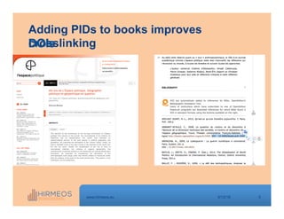 5www.hirmeos.eu
Adding PIDs to books improves
crosslinking
9/12/18
 