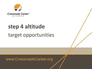 step 4 altitude
target opportunities

www.CrossroadsCareer.org

 