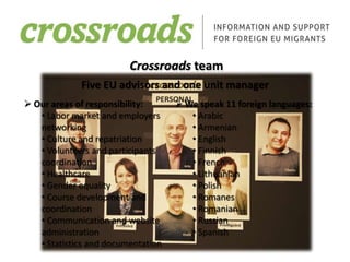 crossroadsINFORMATION AND SUPPORT FOR FOREIGN EU MIGRANTS IN STOCKHOLM