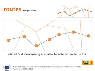 routes cooperation 
a broad field where to bring innovation from the labs to the market 
Crossroads of Europe: Cultural routes between local development and European Identity 
Toulouse 15-18 May 2013 
 