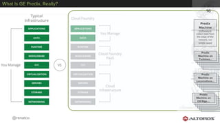 @renatco
16
Predix
Machine
(software to
collect data from
the edge of the
network, run
simple apps)
Predix
Machine on
Turbines...
Predix
Machine on
Locomotives...
Predix
Machine on
Oil Rigs....
What Is GE Predix, Really?
 
