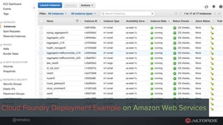 @renatco
*
Cloud Foundry Deployment Example on Amazon Web Services
 