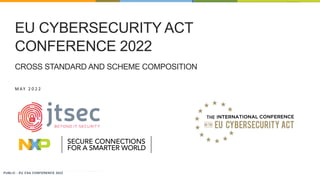 0
PUBLIC - EU CSA CONFERENCE 2022
PUBLIC
NXP, THE NXP LOGO AND NXP SECURE CONNECTIONS FOR A SMARTER WORLD ARE TRADEMARKS OF NXP B.V. ALL OTHER PRODUCT OR
SERVICE NAMES ARE THE PROPERTY OF THEIR RESPECTIVE OWNERS. © 2022 NXP B.V.
M AY 2 0 2 2
EU CYBERSECURITY ACT
CONFERENCE 2022
CROSS STANDARD AND SCHEME COMPOSITION
 