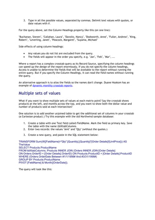 Crosstab query techniques | PDF