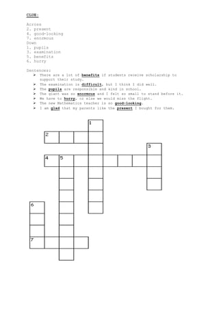 Crossword Puzzle (Synonym words)