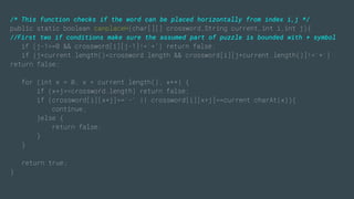 Crossword puzzle Using Backtracking in Java