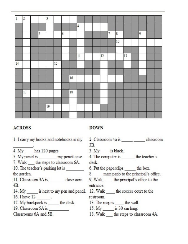 Crossword Puzzle Prepositions Crossword Puzzle Prepositions