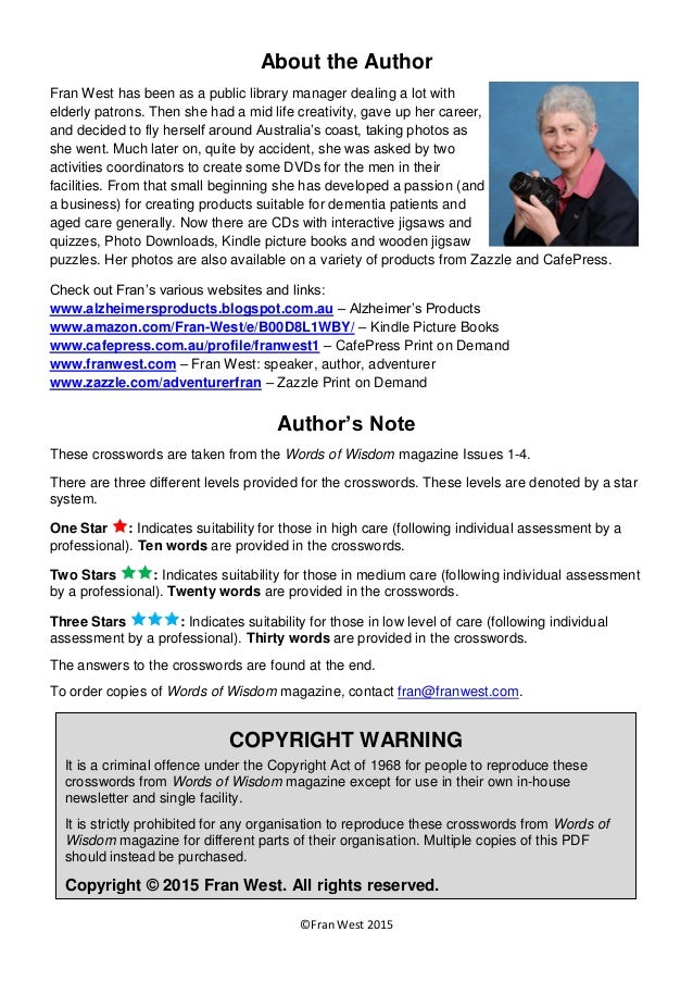 crosswords for the aged pdf sample by fran west