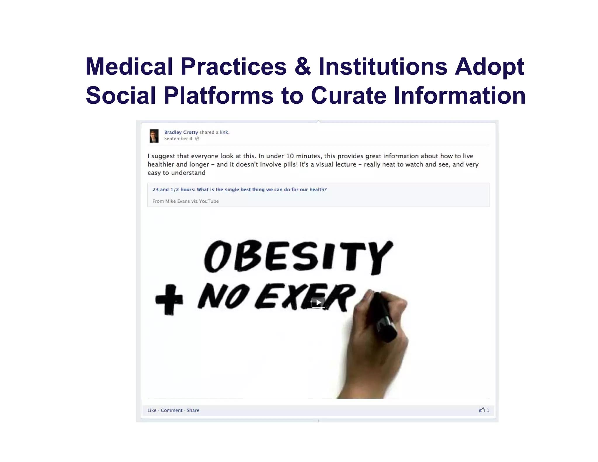 Medical Practices & Institutions Adopt
Social Platforms to Curate Information
 