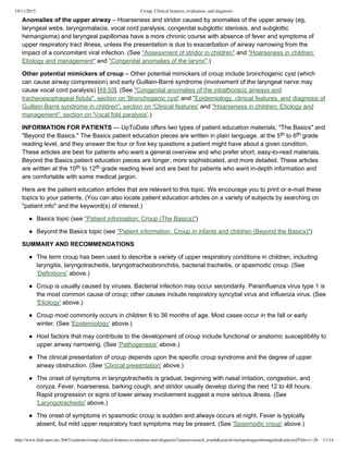 Croup clinical features, evaluation, and diagnosis | PDF