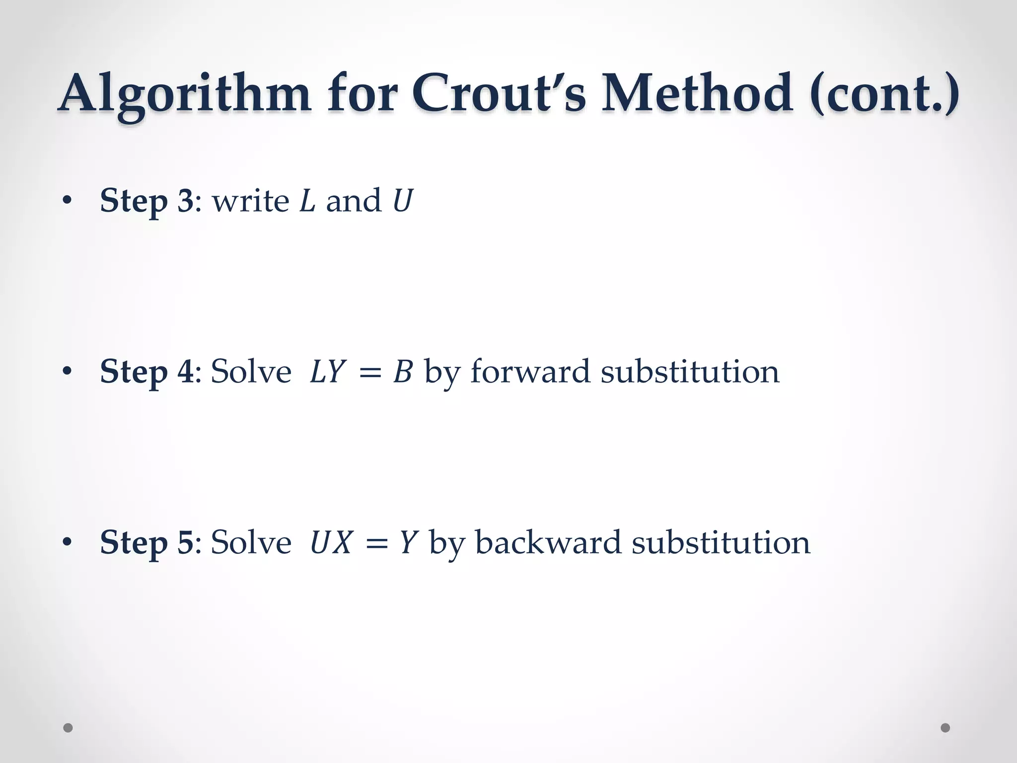 Crout s method for solving system of linear equations | PPTX | Physics ...