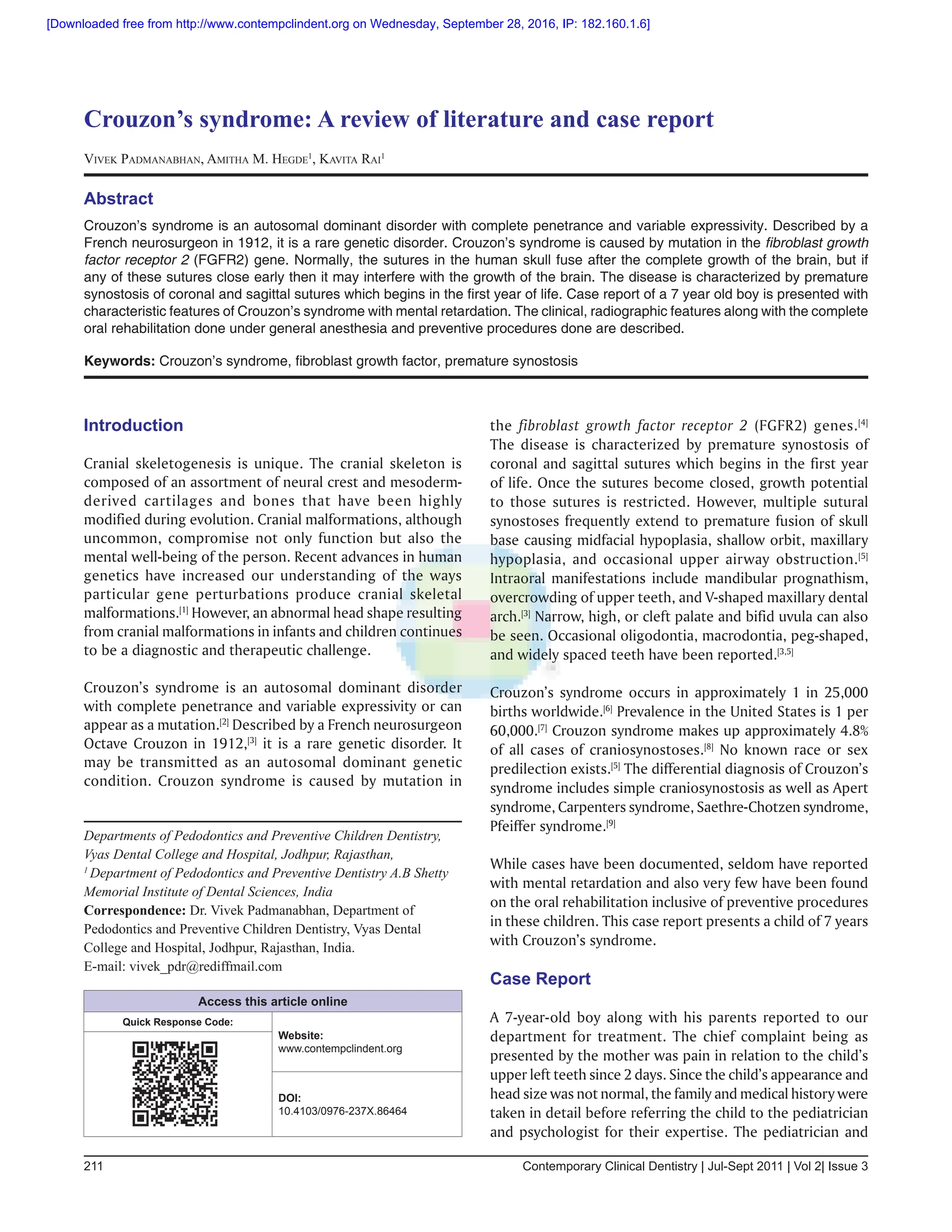 Crouzon’s syndrome: A review of literature and case report.pdf