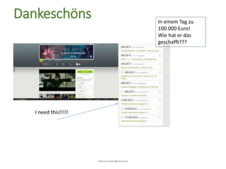 Anke von Heyl @kulturtussi
Dankeschöns
I need this!!!!!
In einem Tag zu
100.000 Euro!
Wie hat er das
geschafft???
 