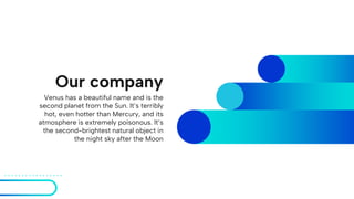 Our company
Venus has a beautiful name and is the
second planet from the Sun. It’s terribly
hot, even hotter than Mercury, and its
atmosphere is extremely poisonous. It’s
the second-brightest natural object in
the night sky after the Moon
 
