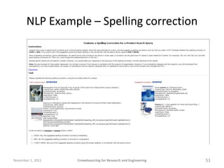 NLP Example – Spelling correction




November 1, 2011   Crowdsourcing for Research and Engineering   51
 