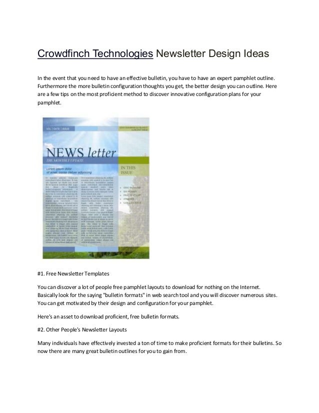 crowdfinch technologies newsletter design ideas newsletter outline