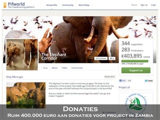 Donaties
Ruim 400.000 euro aan donaties voor project in Zambia
 