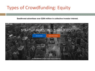 Types+of+Crowdfunding:+Equity
SeedInvest advertises over $204 million in collective investor interest.
 