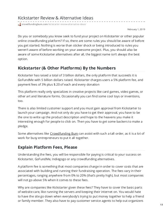 Kickstarter Review Alternative Ideas