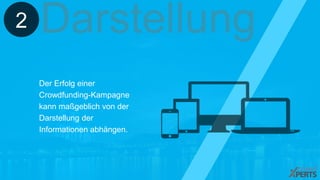 Darstellung 
Der Erfolg einer 
Crowdfunding-Kampagne 
kann maßgeblich von der 
Darstellung der 
Informationen abhängen. 
2 
 