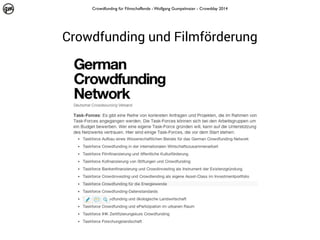 Crowdfunding für Filmschaffende - Wolfgang Gumpelmaier - Crowdday 2014

Crowdfunding und Filmförderung

 