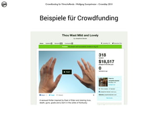 Crowdfunding für Filmschaffende - Wolfgang Gumpelmaier - Crowdday 2014

Beispiele für Crowdfunding

 