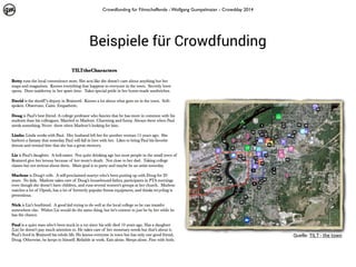 Crowdfunding für Filmschaffende - Wolfgang Gumpelmaier - Crowdday 2014

Beispiele für Crowdfunding

Quelle: TILT - the town

 