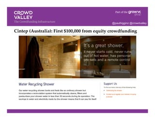 Cintep (Australia): First $100,000 from equity crowdfunding!
@paulhigginz @crowdvalley
 