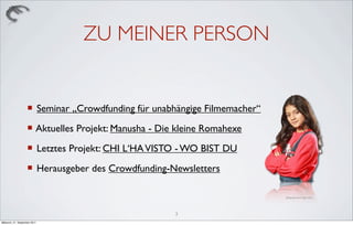 ZU MEINER PERSON


                    ¡ Seminar „Crowdfunding für unabhängige Filmemacher“
                    ¡ Aktuel...