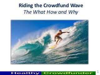 Riding the Crowdfund Wave
  The What How and Why




                            1   1
 