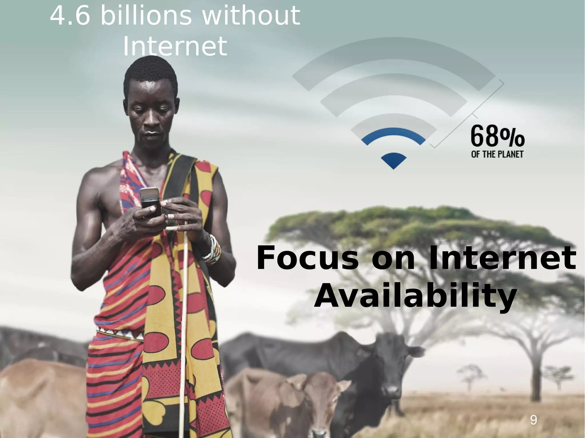 4.6 billions without
      Internet




                Focus on Internet
                   Availability


                              9
 