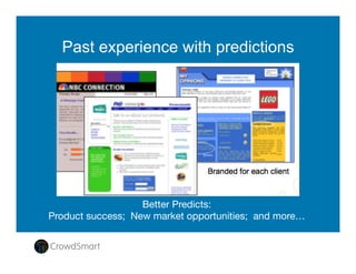 The CrowdSmart Platform"
Turns qualitative feedback into predictive quantitative data
“What do you think about when
you open your LEGO set and
begin building?”
Can you turn responses to a
question like:
Into predictive quantitative data?
Yes! 
 