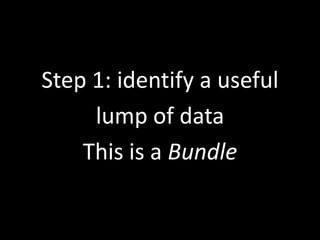 Step 1: identify a usefullump of dataThis is a Bundle