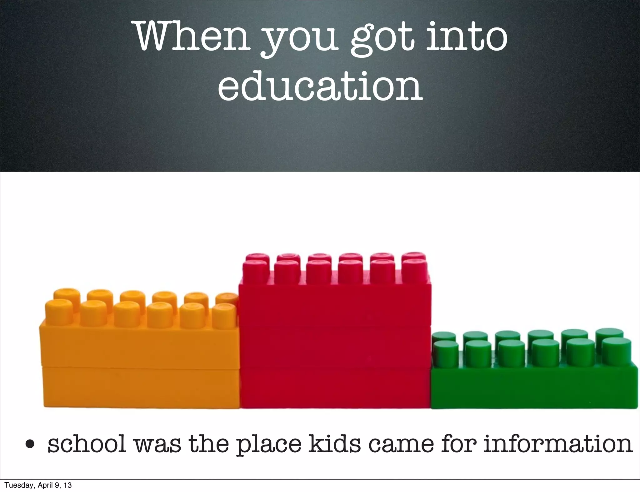 Where do you go to ﬁnd...



                       • New friends




Tuesday, April 9, 13
 